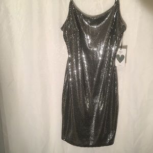 Metalic Jrs Iris mini dress